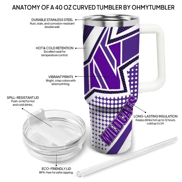 customized northwestern wildcats arrow burst purple curved tumbler new arrival.webp