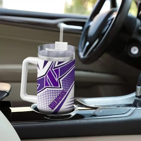 customized northwestern wildcats arrow burst purple curved tumbler trendy.webp