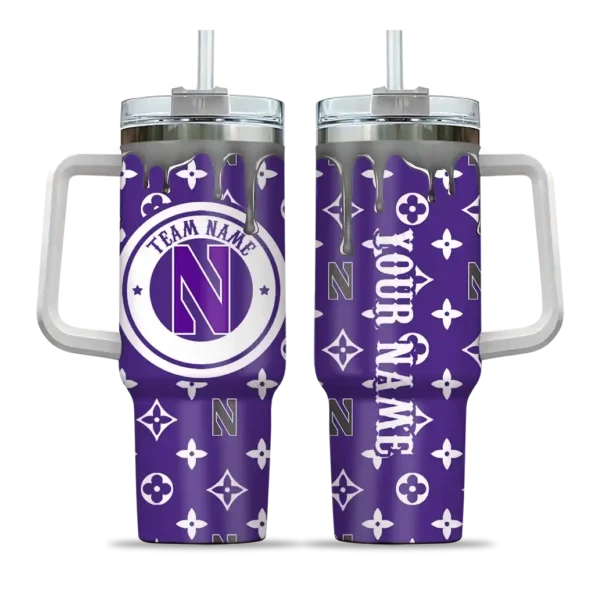 customized northwestern wildcats bullseye drips purple curved tumbler best selling.webp