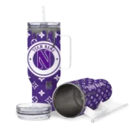customized northwestern wildcats bullseye drips purple curved tumbler best selling.webp