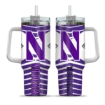 customized northwestern wildcats chevron layers purple curved tumbler best selling.webp