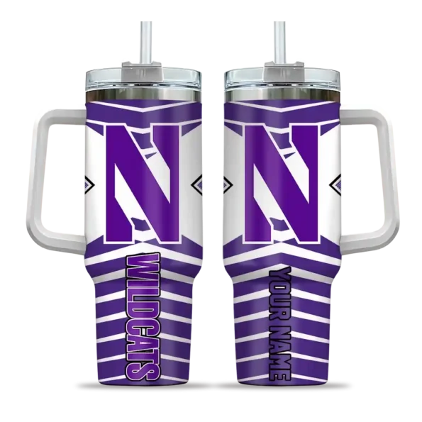 customized northwestern wildcats chevron layers purple curved tumbler best selling.webp