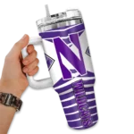 customized northwestern wildcats chevron layers purple curved tumbler best selling.webp