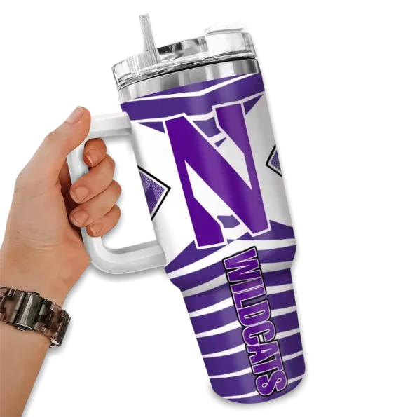 customized northwestern wildcats chevron layers purple curved tumbler fashion forward.webp