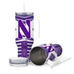 customized northwestern wildcats chevron layers purple curved tumbler best selling.webp