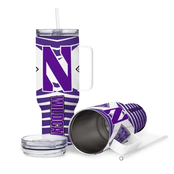 customized northwestern wildcats chevron layers purple curved tumbler high quality.webp