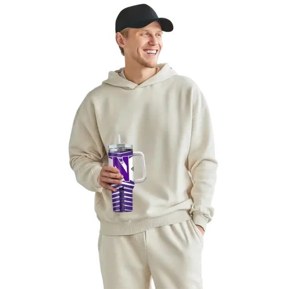 customized northwestern wildcats chevron layers purple curved tumbler top rated.webp
