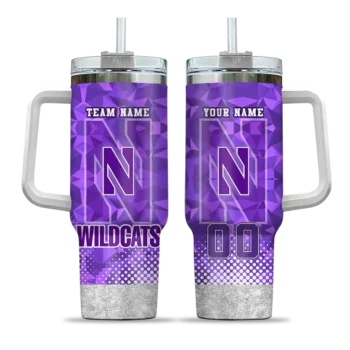 customized northwestern wildcats geometric prism purple curved tumbler best selling.webp