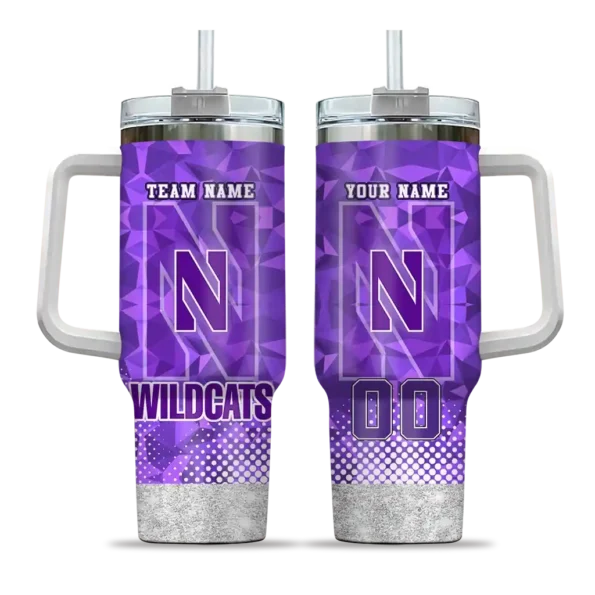 customized northwestern wildcats geometric prism purple curved tumbler best selling.webp