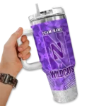 customized northwestern wildcats geometric prism purple curved tumbler best selling.webp