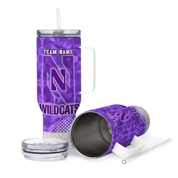 customized northwestern wildcats geometric prism purple curved tumbler high quality.webp