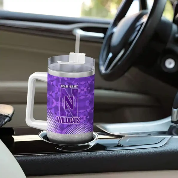 customized northwestern wildcats geometric prism purple curved tumbler trendy.webp