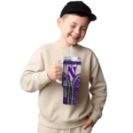 customized northwestern wildcats leopard zipper purple curved tumbler best selling.webp
