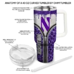 customized northwestern wildcats leopard zipper purple curved tumbler best selling.webp