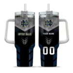 customized notre dame fighting irish arrow armor navy black curved tumbler best selling.webp