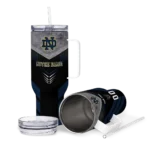customized notre dame fighting irish arrow armor navy black curved tumbler best selling.webp