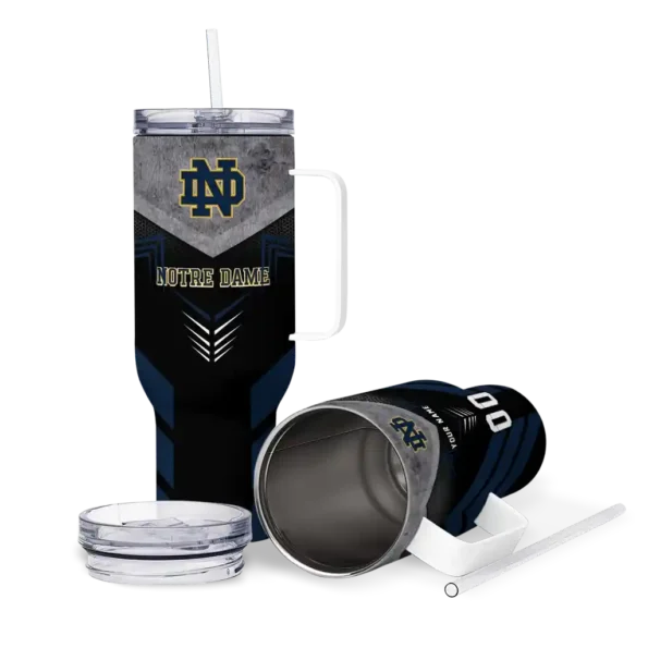 customized notre dame fighting irish arrow armor navy black curved tumbler high quality.webp