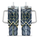 customized notre dame fighting irish chevron angle navy curved tumbler best selling.webp