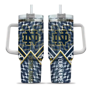 customized notre dame fighting irish chevron angle navy curved tumbler best selling.webp