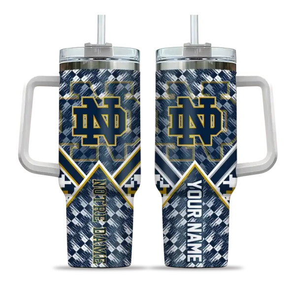customized notre dame fighting irish chevron angle navy curved tumbler best selling.webp