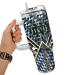 customized notre dame fighting irish chevron angle navy curved tumbler best selling.webp
