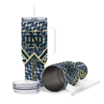 customized notre dame fighting irish chevron angle navy curved tumbler best selling.webp