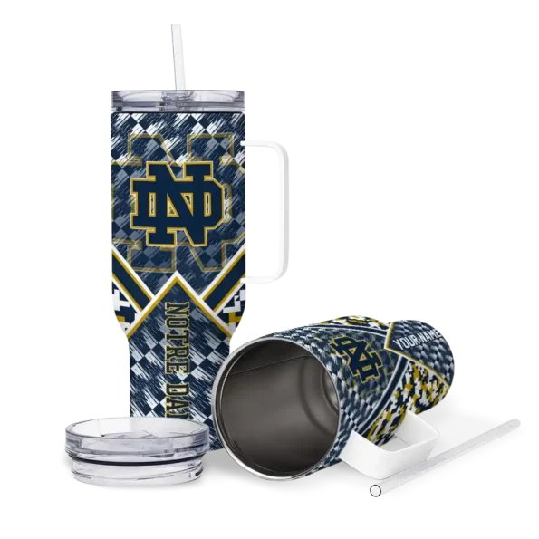customized notre dame fighting irish chevron angle navy curved tumbler high quality.webp