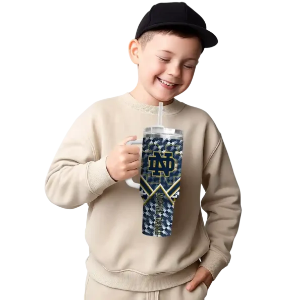 customized notre dame fighting irish chevron angle navy curved tumbler latest model.webp