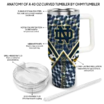 customized notre dame fighting irish chevron angle navy curved tumbler best selling.webp