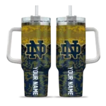 customized notre dame fighting irish chevron stripe navy curved tumbler best selling.webp