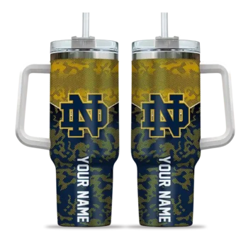 customized notre dame fighting irish chevron stripe navy curved tumbler best selling.webp