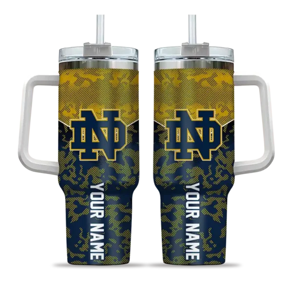 customized notre dame fighting irish chevron stripe navy curved tumbler best selling.webp