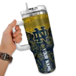 customized notre dame fighting irish chevron stripe navy curved tumbler best selling.webp