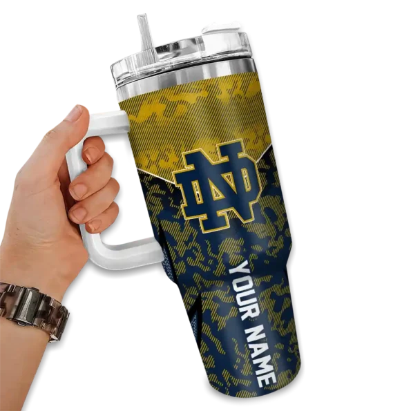 customized notre dame fighting irish chevron stripe navy curved tumbler fashion forward.webp