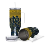 customized notre dame fighting irish chevron stripe navy curved tumbler best selling.webp