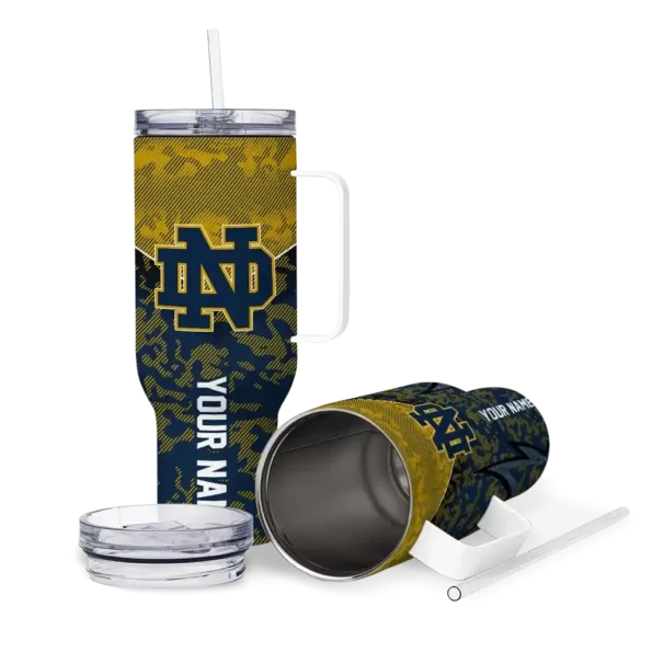 customized notre dame fighting irish chevron stripe navy curved tumbler high quality.webp