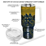customized notre dame fighting irish chevron stripe navy curved tumbler best selling.webp