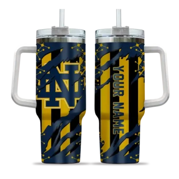customized notre dame fighting irish claw cut navy black curved tumbler best selling.webp