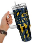 customized notre dame fighting irish claw cut navy black curved tumbler best selling.webp