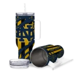 customized notre dame fighting irish claw cut navy black curved tumbler best selling.webp