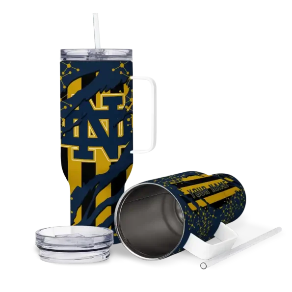 customized notre dame fighting irish claw cut navy black curved tumbler high quality.webp