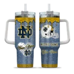 customized notre dame fighting irish heart helmet motif navy curved tumbler best selling.webp
