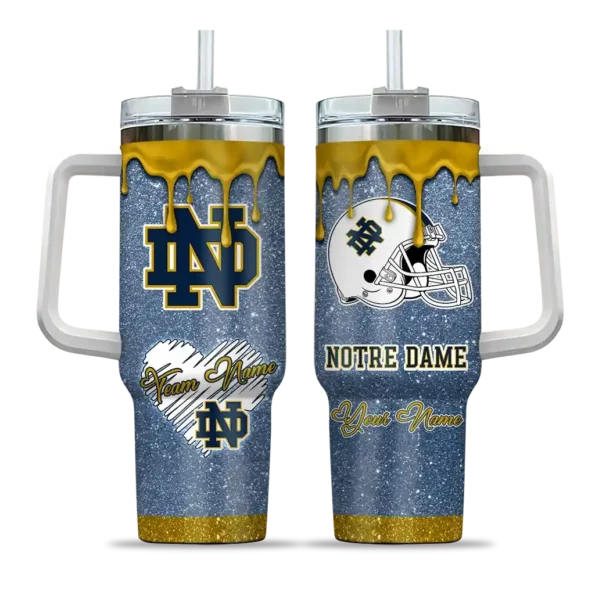 customized notre dame fighting irish heart helmet motif navy curved tumbler best selling.webp