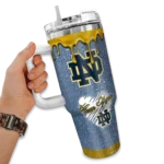 customized notre dame fighting irish heart helmet motif navy curved tumbler best selling.webp