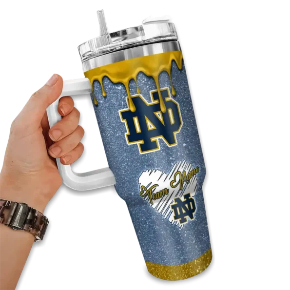 customized notre dame fighting irish heart helmet motif navy curved tumbler fashion forward.webp