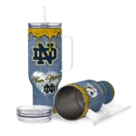 customized notre dame fighting irish heart helmet motif navy curved tumbler best selling.webp