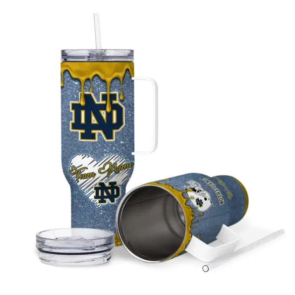 customized notre dame fighting irish heart helmet motif navy curved tumbler high quality.webp