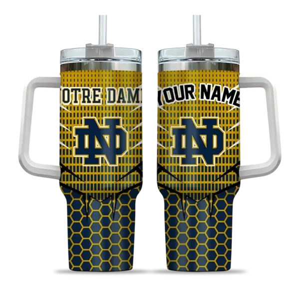 customized notre dame fighting irish hex texture navy curved tumbler best selling.webp