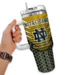 customized notre dame fighting irish hex texture navy curved tumbler best selling.webp