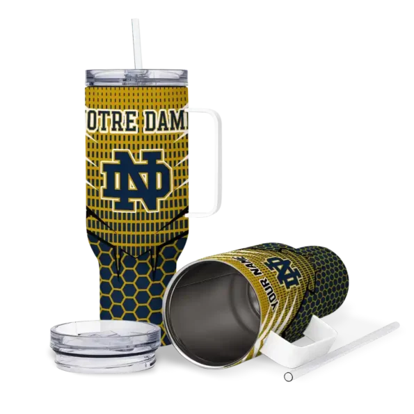 customized notre dame fighting irish hex texture navy curved tumbler high quality.webp